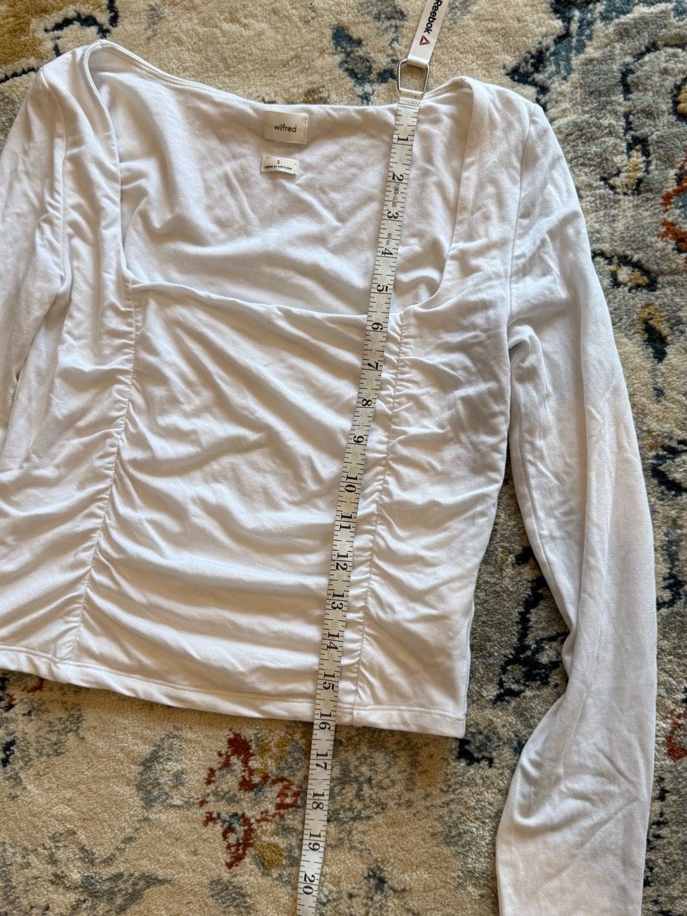 Wilfred White Ruched Square Neck Long Sleeve Tee - Picture 3 of 3